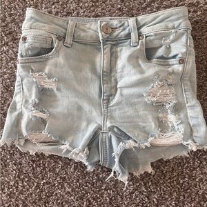 American Eagle Distressed Light Blue Denim Short shorts